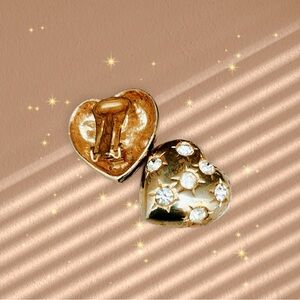 Vintage Gold Heart Clip-On Earrings